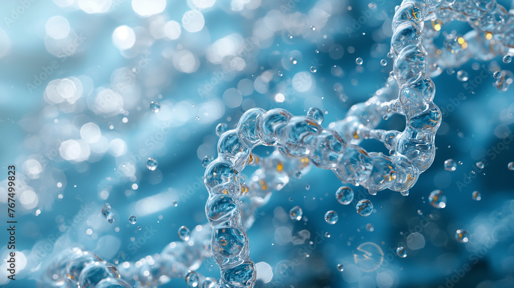 Molecule inside Liquid Bubble on DNA water splash background. Molecule inside Liquid Bubble on DNA water splash background.