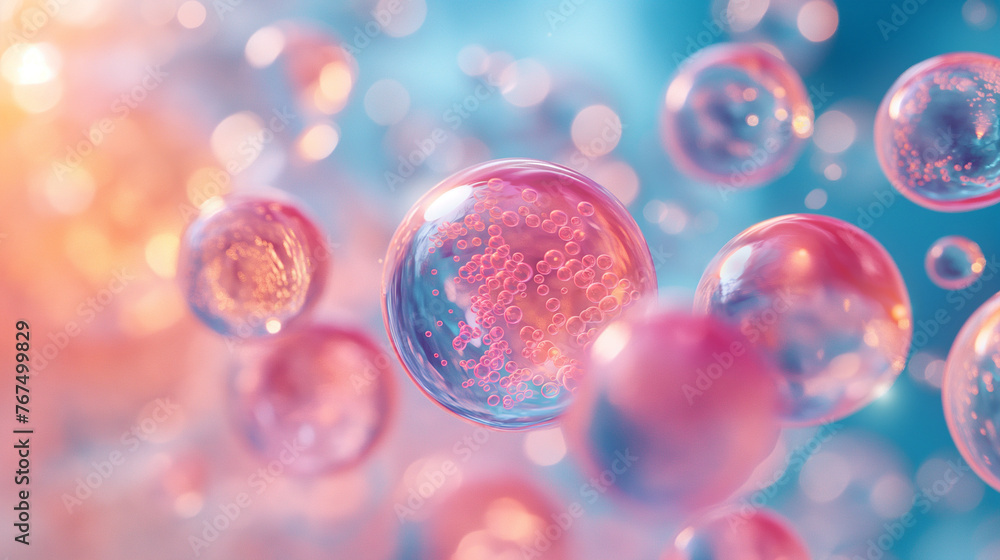 Molecule inside Liquid Bubble on DNA water splash background. Molecule inside Liquid Bubble on DNA water splash background.