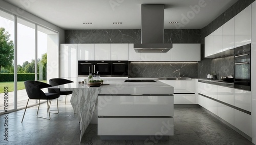 Luxury white kitchen. © asma