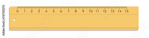 yellow ruler metric flat style top view no background photo