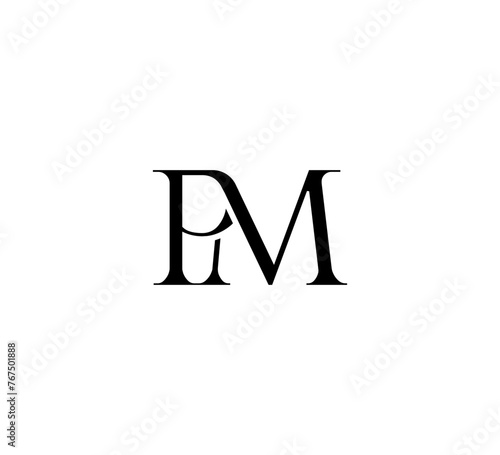 Initial Letter Logo. Logotype design. Simple Luxury Black Flat Vector PM
