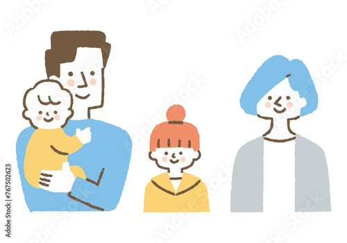 Father, girl and mother holding baby_Color