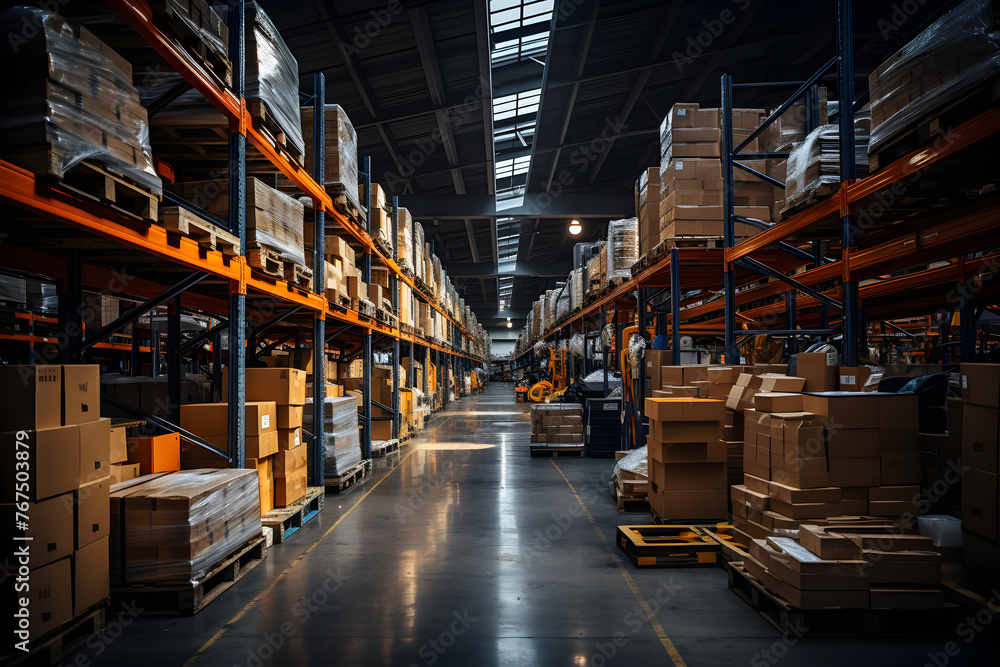 packaging workshop of an industrial production enterprise with boxes of finished products. business industry packaging workshop of an industrial production enterprise with boxes of finished products. business industry