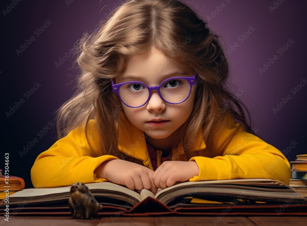 Children in Library Back to School Education Knowledge Concept. Little Kids Reading Books Girl Character Learning, Cartoon Vector Illustration. Generative AI.. Children in Library Back to School Education Knowledge Concept. Little Kids Reading Books Girl Character Learning, Cartoon Vector Illustration. Generative AI..