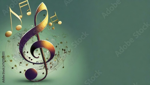 Whimsical musical notes with a plain background and space for text photo