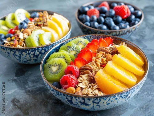 Oatmeal bowls with fruit