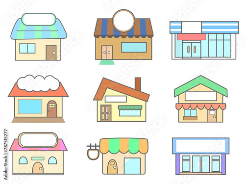 シンプルなお店　イラストセット