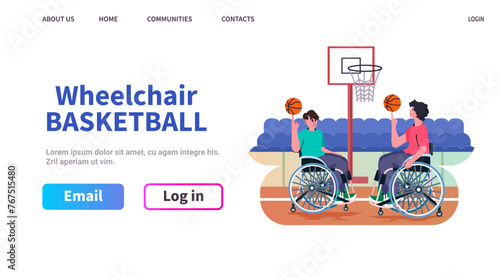 disabled men couple in wheelchairs play basketball people with disabilities physical activity rehabilitation concept