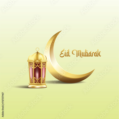 eid mubarak celebrate backdround with lantern and crescent EPS 10