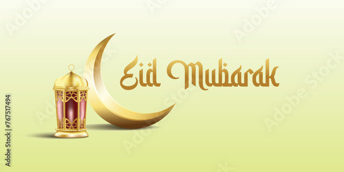 eid mubarak celebrate with lantern and crescent EPS 10
