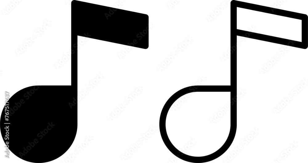 music note icon, sign, or symbol in glyph and line style isolated on transparent background. Vector illustration music note icon, sign, or symbol in glyph and line style isolated on transparent background. Vector illustration