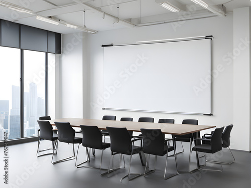 Professional meeting space showcasing a clear billboard for display