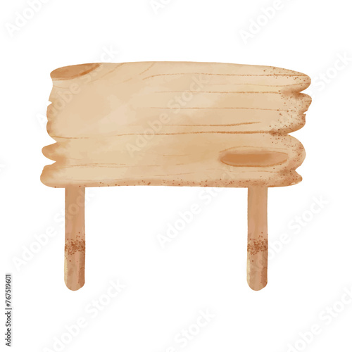 Wooden signboard isolated on a white background. Vector illustration.