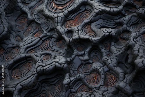 Molten lava coal  abstract fractal background. Volcanic eruption. molten lava pattern. ground hot lava  glow faded flame. Danger.