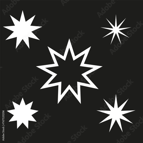Explosion starburst symbols set. Bang effect stars collection. Dynamic burst shapes. Comic book explosion elements. Vector illustration. EPS 10.