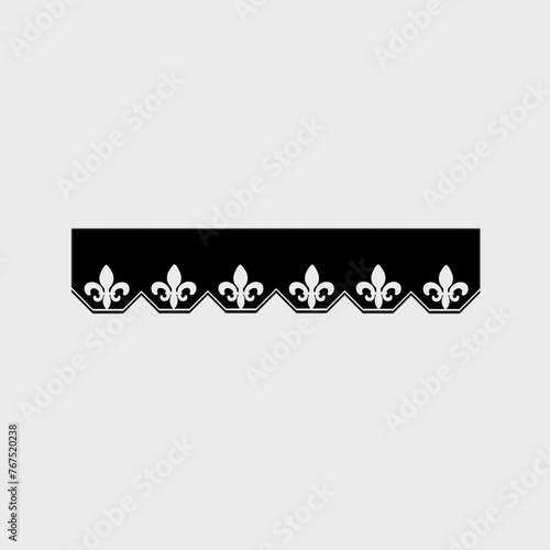 Calligraphy Decor Icon For Frame Border  Black and white matching  shapes cutting work white background.Vector Illustration. 