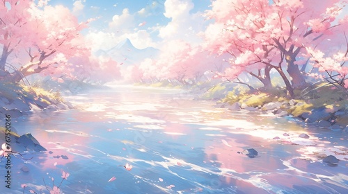 桜と川の風景7