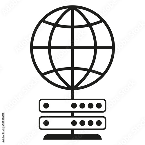 Global data servers icon. Network infrastructure symbol. Internet connectivity representation. Vector illustration. EPS 10.