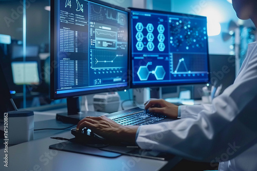 Doctor using computer for document management on business office for marketing and using technology AI artificial intelligence suppor.