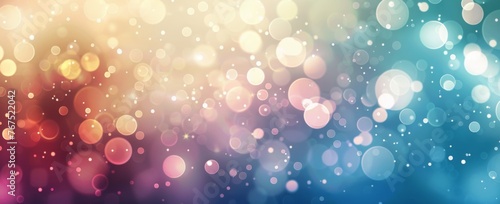 Ethereal bokeh background with a soft blend of warm and cool colors, creating a dreamy light bubble effect for a tranquil mood.