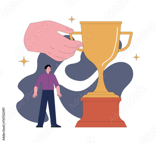 Fear of inadequacy. Man standing right behind a large undeserved