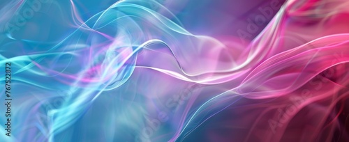 Dreamlike abstract image with fluid waves of pink and blue, merging softly to create a tranquil, yet dynamic visual for sophisticated backgrounds.