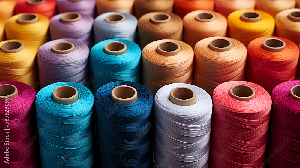 Sewing background, background of colorful cotton threads on spools Sewing background, background of colorful cotton threads on spools
