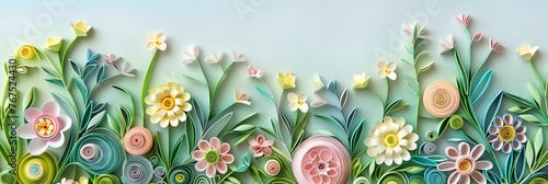 Pastel paper quilling springtime flowers #767524430