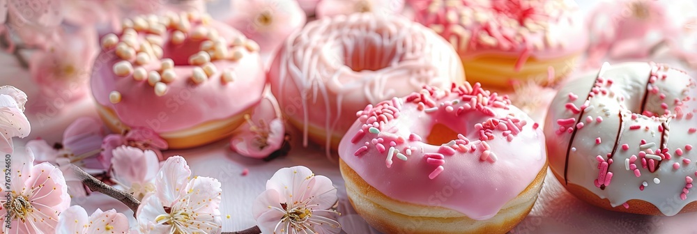 Fototapeta premium springtime pastel frosted donuts