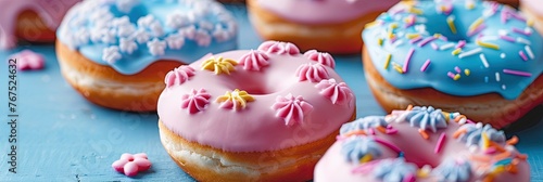 springtime pastel frosted donuts