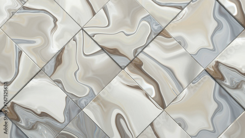 Tiled Marble Wall (3D Illustration)
