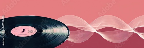 Vinyl record with colorful soundwaves