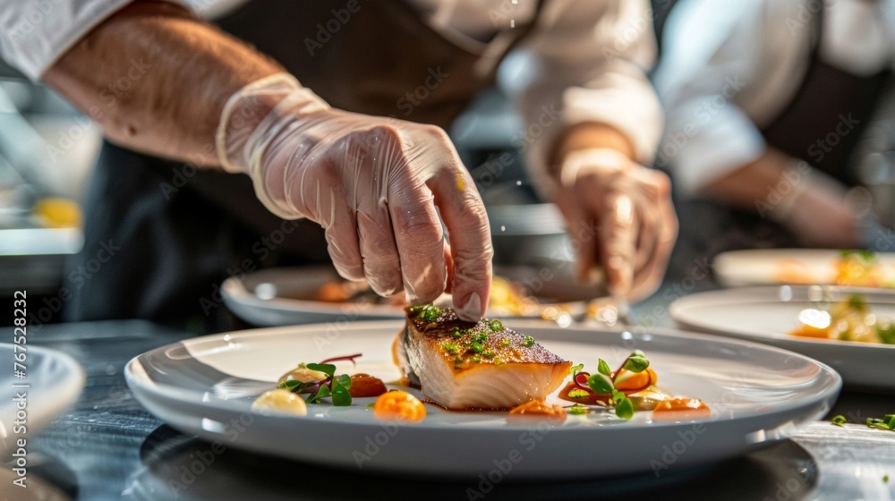 High-end kitchen mastery where professional chefs craft exquisite sea bass specialties