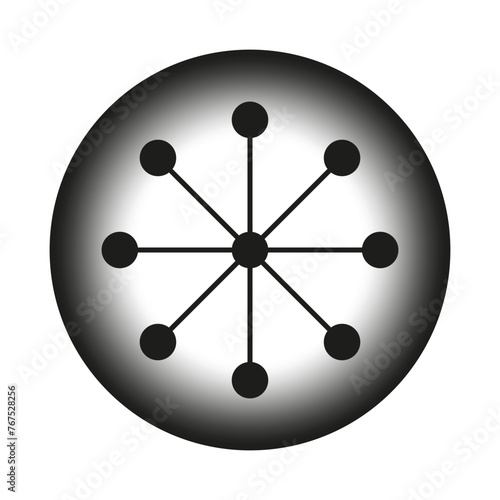 Centralized network structure icon. Hub-and-spoke model illustration. Central node with connecting points. Vector illustration. EPS 10.