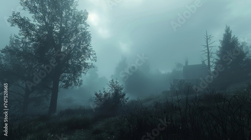 The mist conceals any potential threats lurking in the shadows making it difficult to spot dangers ahead. photo