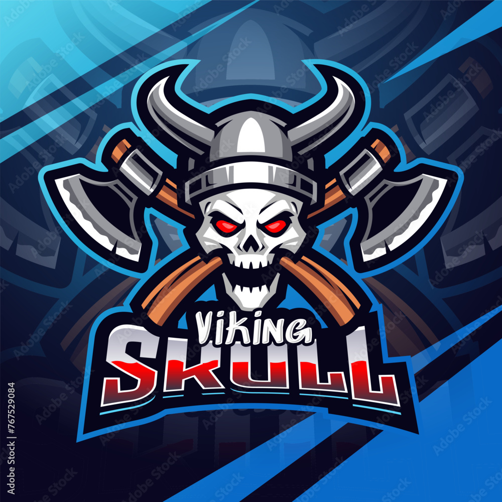 Viking skull esport mascot logo design
