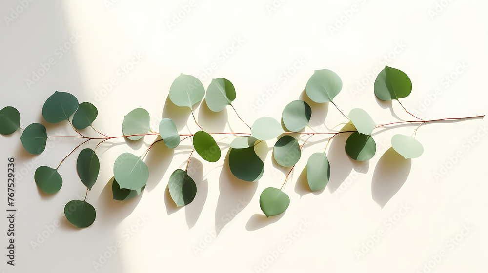 Green eucalyptus leaves on white background Green eucalyptus leaves on white background