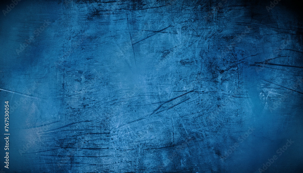 Obraz premium Grunge dark blue scratched background, scary horror distressed texture; digitally generated overlay; abstract illustration
