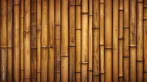 old brown tone bamboo plank fence texture for background  photo