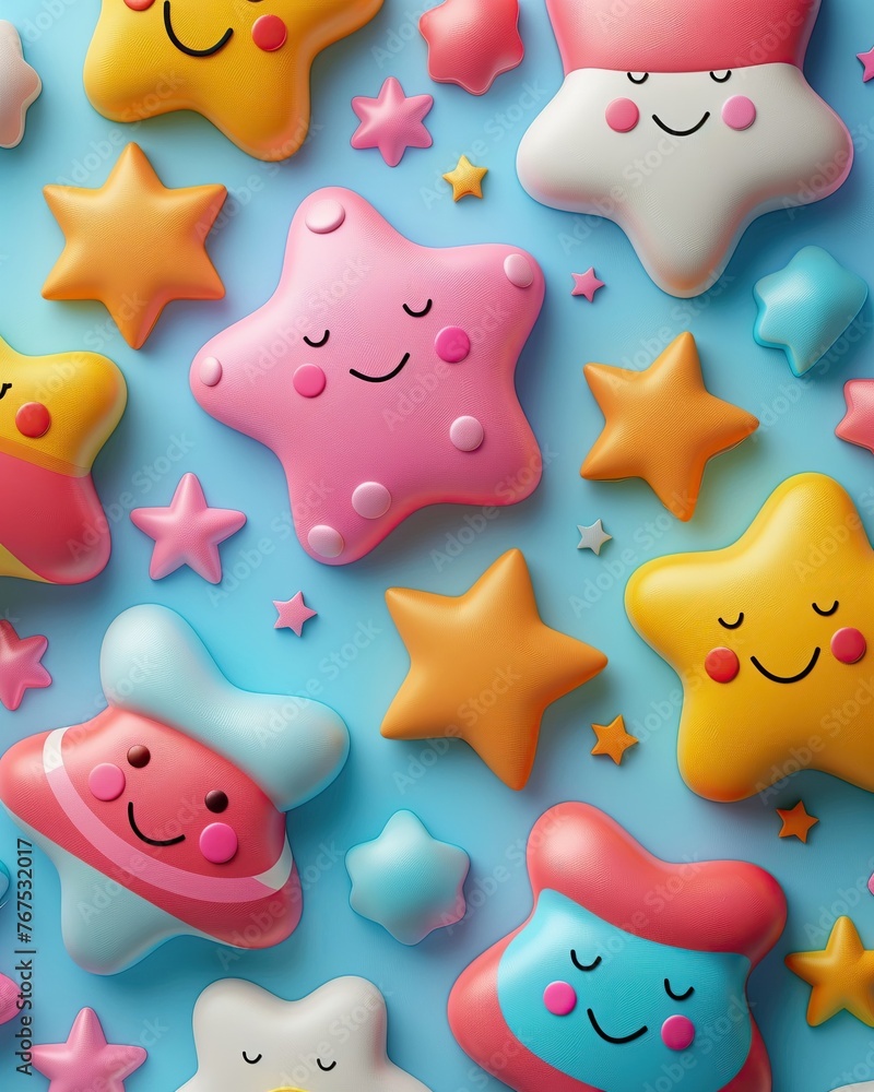 Cartoon graphics of whimsical space exploration in pastels, stars twinkle in fun patterns ,3D render Cartoon graphics of whimsical space exploration in pastels, stars twinkle in fun patterns ,3D render