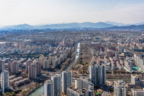 Beijing city scenery river building complex © 文普 王