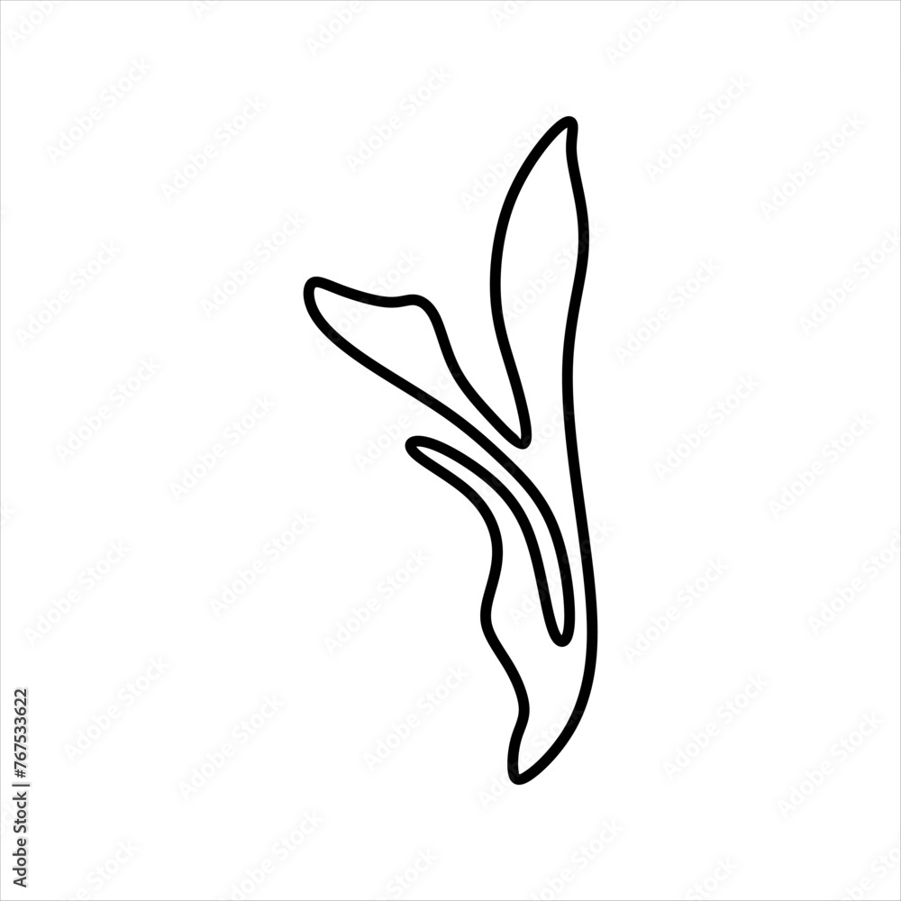 Obraz premium Outline Algae Plant Abstract Vector Element
