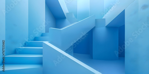 Abstract Geometric Staircase Background Illustrating Confusion in a Single Hue