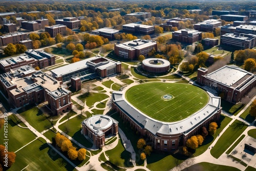 Aerial view of Oval university campus in Ohio 