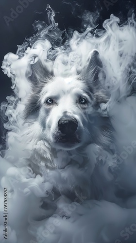A cute dog made out of fog, Ai generated photo