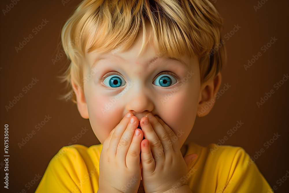 Young Boy with Shocked Expression in Yellow Young Boy with Shocked Expression in Yellow