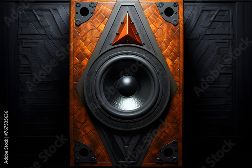 modern audio speaker for listening to music. wideband sound system photo