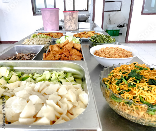 Side view. Close-up of Gudhangan - Traditional Javanese food. 
 photo