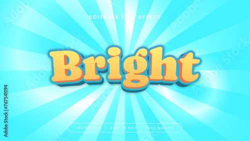 Blue white and yellow bright 3d editable text effect - font style