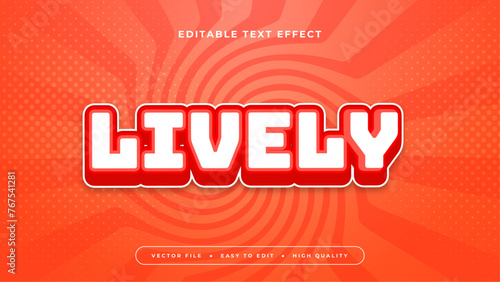 Red and white lively 3d editable text effect - font style